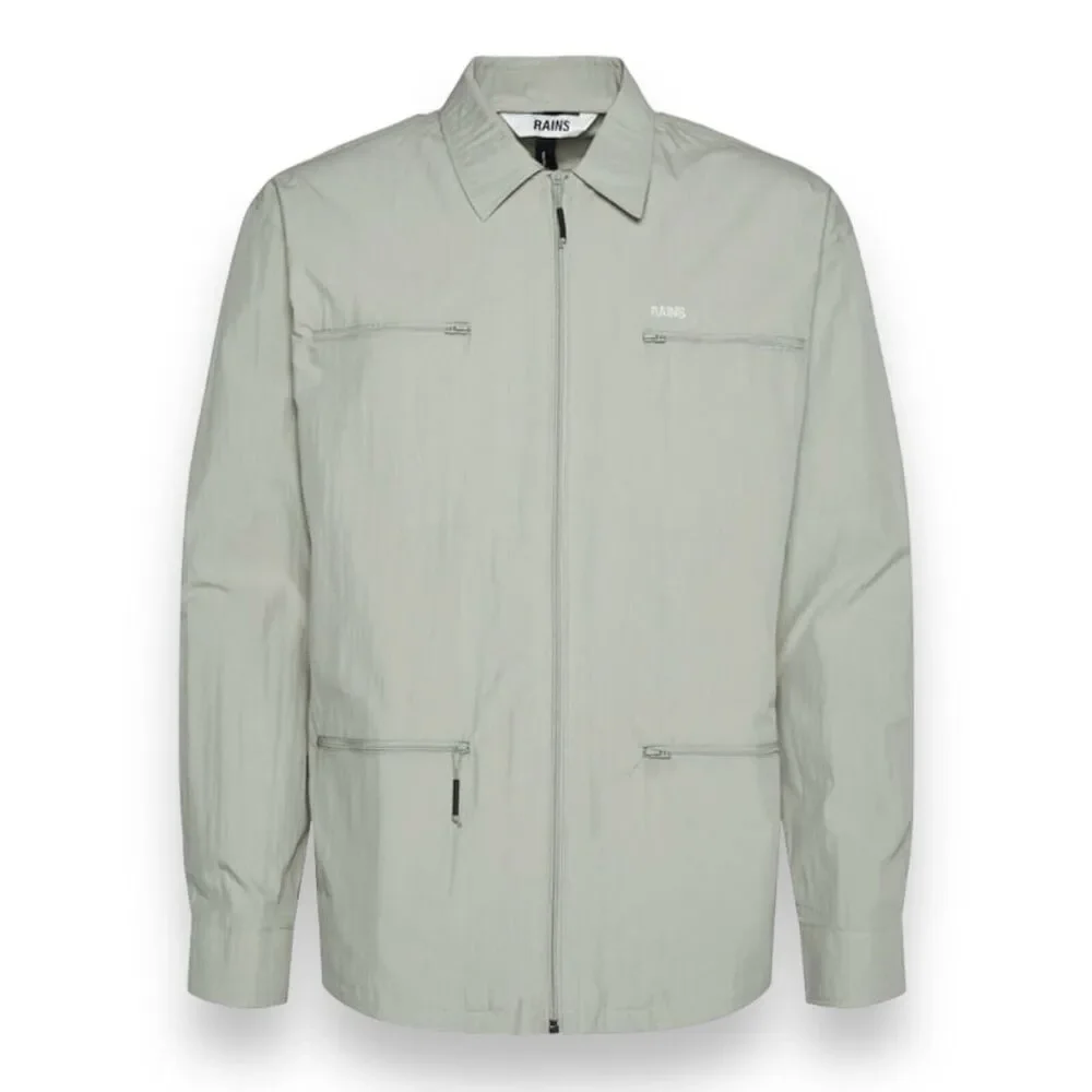 Rains‎ Jacket Men’s XL Cement Full Zip Collar 18690 Woven Athletic Shirt Pockets